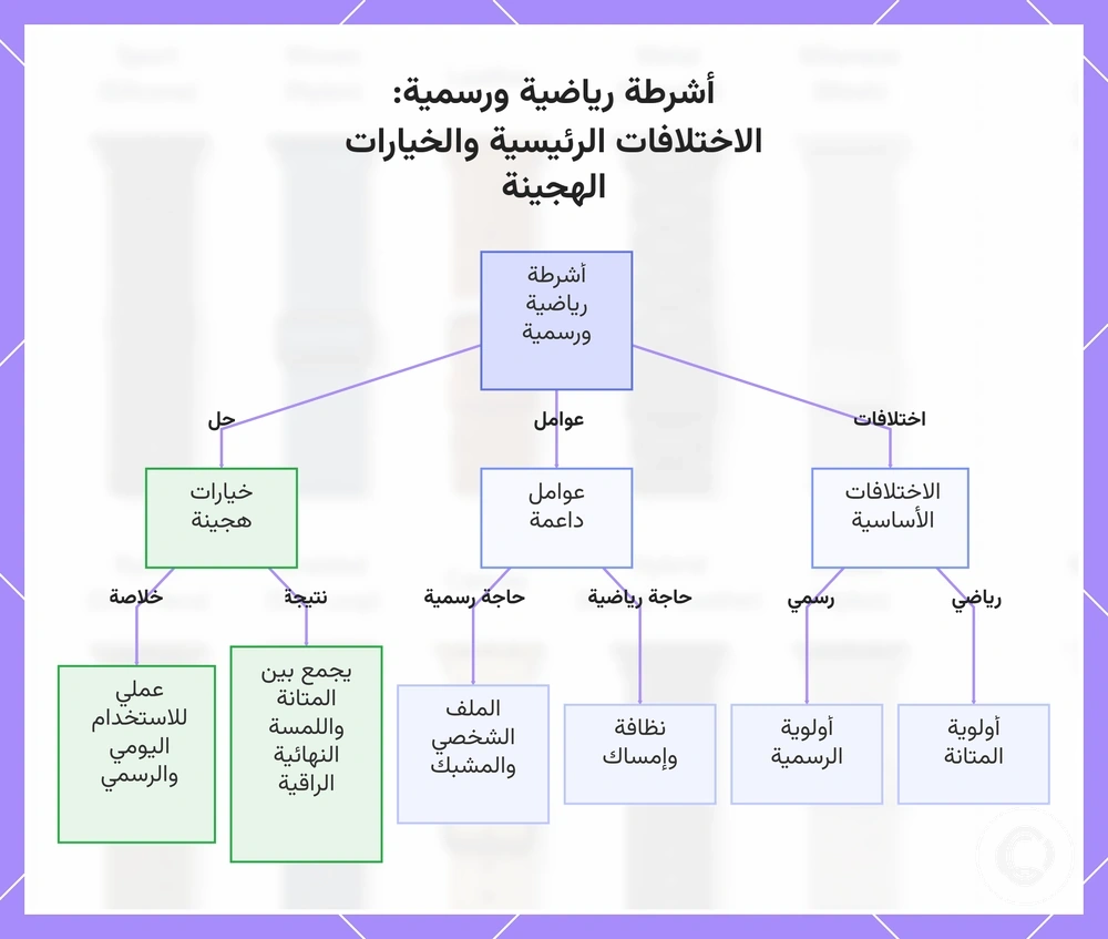 أشرطة رياضية ورسمية: الاختلافات الرئيسية والخيارات الهجينة