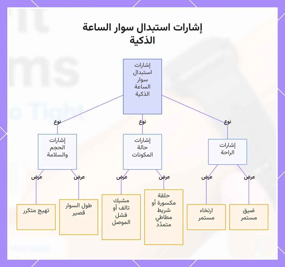 إشارات استبدال سوار الساعة الذكية