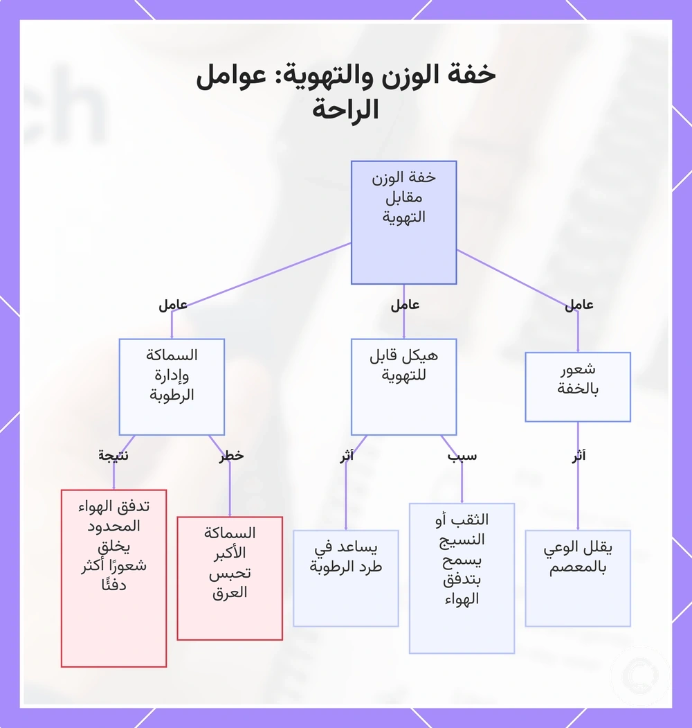 خفة الوزن والتهوية: عوامل الراحة
