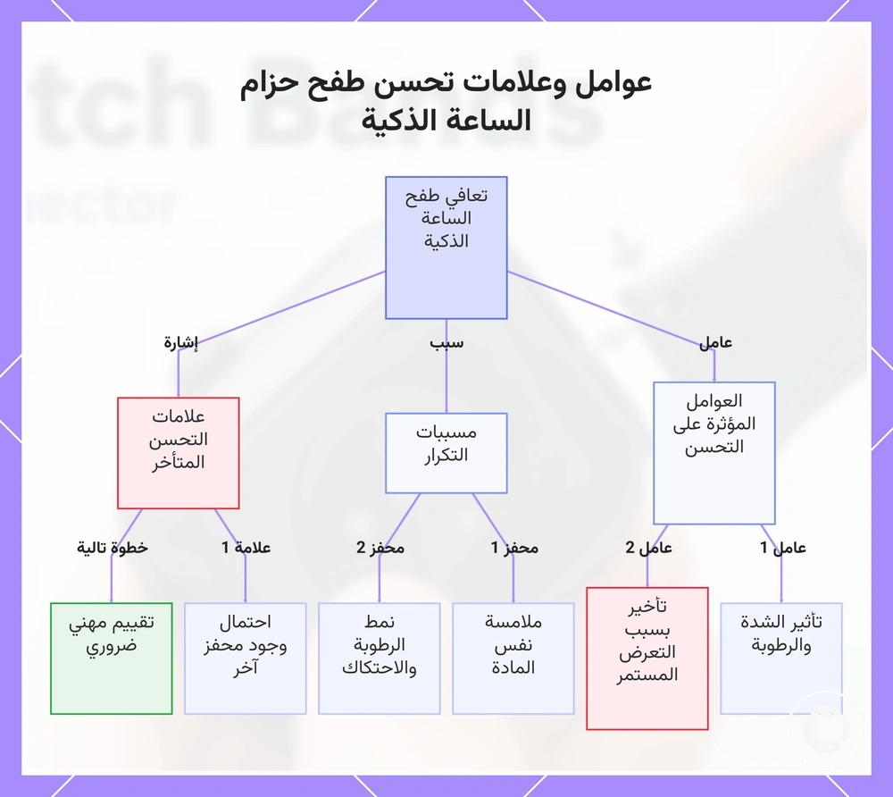 عوامل وعلامات تحسن طفح حزام الساعة الذكية