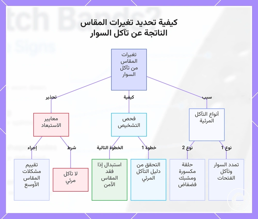 كيفية تحديد تغيرات المقاس الناتجة عن تآكل السوار
