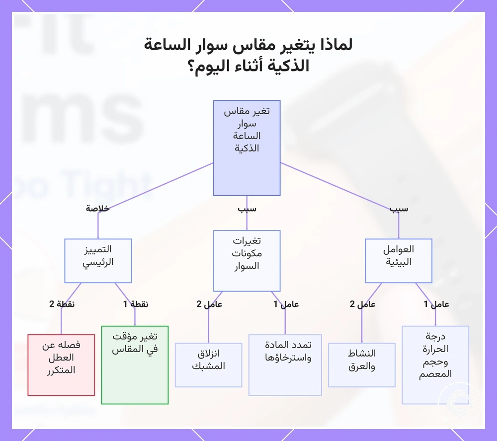 لماذا يتغير مقاس سوار الساعة الذكية أثناء اليوم؟
