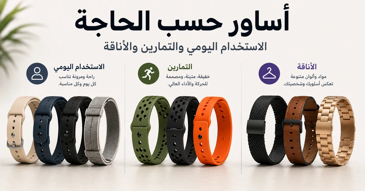 أساور ساعة ذكية مصنفة للاستخدام اليومي والتمارين وخيارات الأناقة