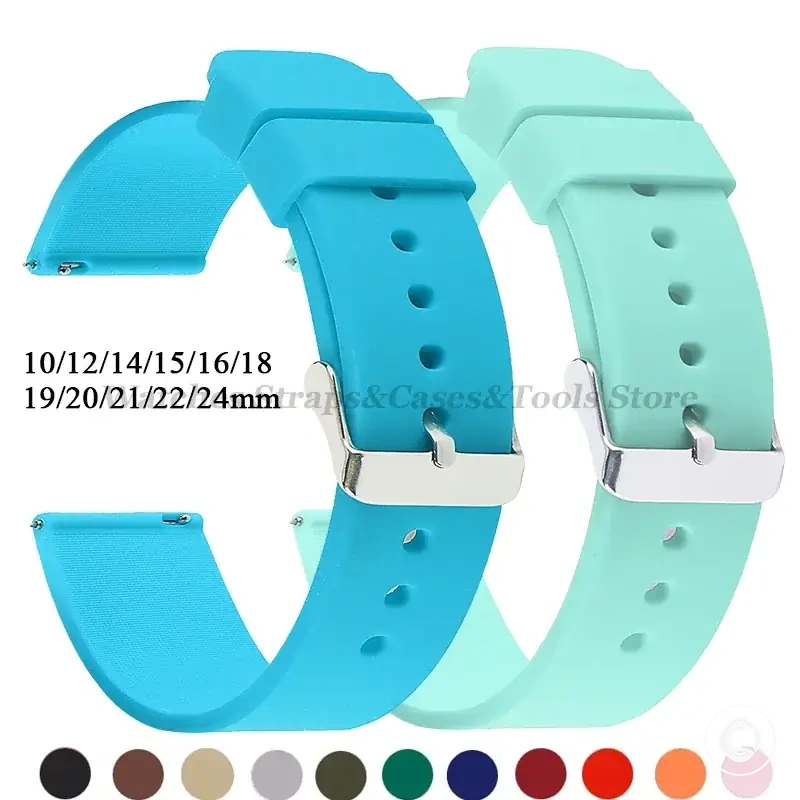 Weiches Silikon-Uhrenarmband mit Schnellverschluss in mehreren gelisteten Breiten