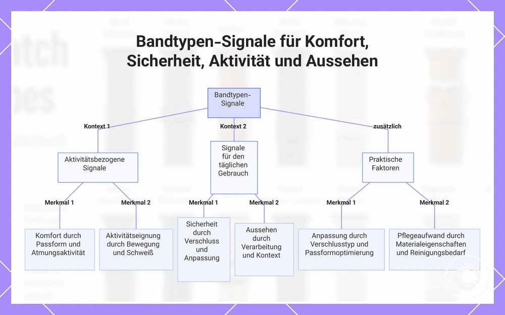 Bandtypen-Signale für Komfort, Sicherheit, Aktivität und Aussehen