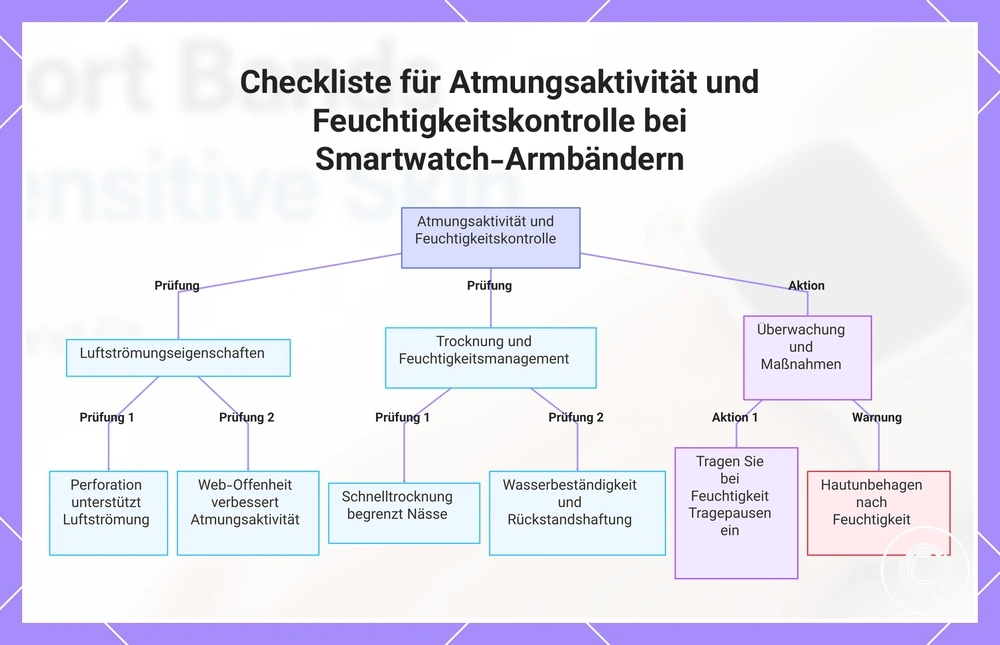 Checkliste für Atmungsaktivität und Feuchtigkeitskontrolle bei Smartwatch-Armbändern
