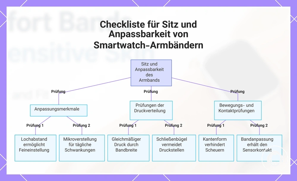 Checkliste für Sitz und Anpassbarkeit von Smartwatch-Armbändern