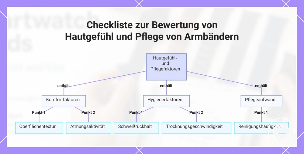 Checkliste zur Bewertung von Hautgefühl und Pflege von Armbändern