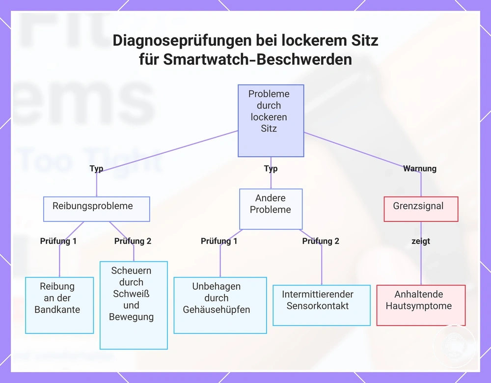 Diagnoseprüfungen bei lockerem Sitz für Smartwatch-Beschwerden