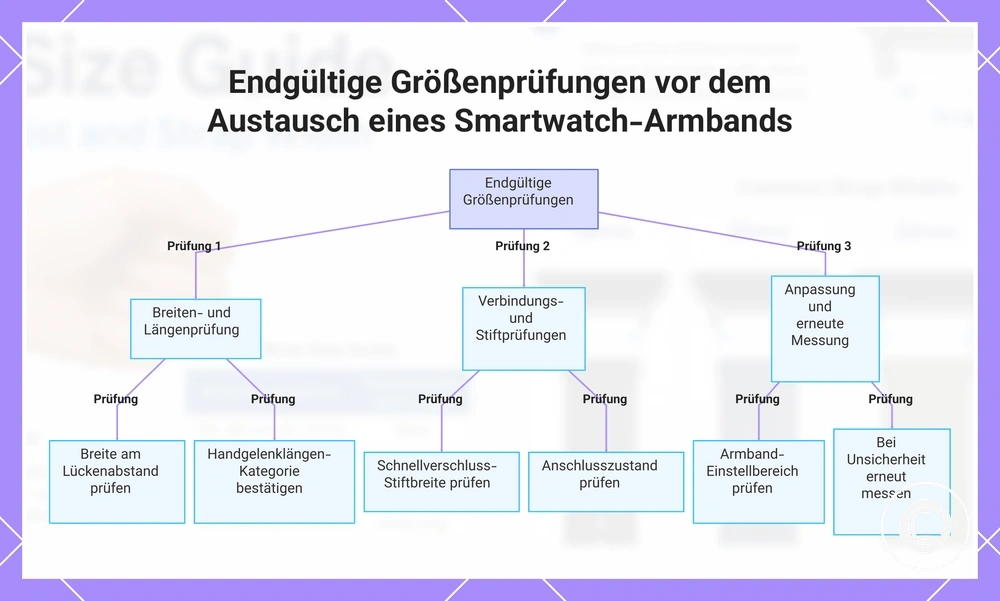 Endgültige Größenprüfungen vor dem Austausch eines Smartwatch-Armbands