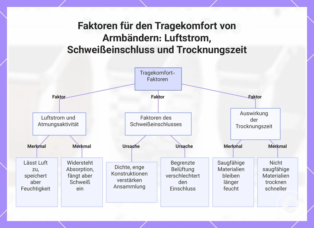 Faktoren für den Tragekomfort von Armbändern: Luftstrom, Schweißeinschluss und Trocknungszeit