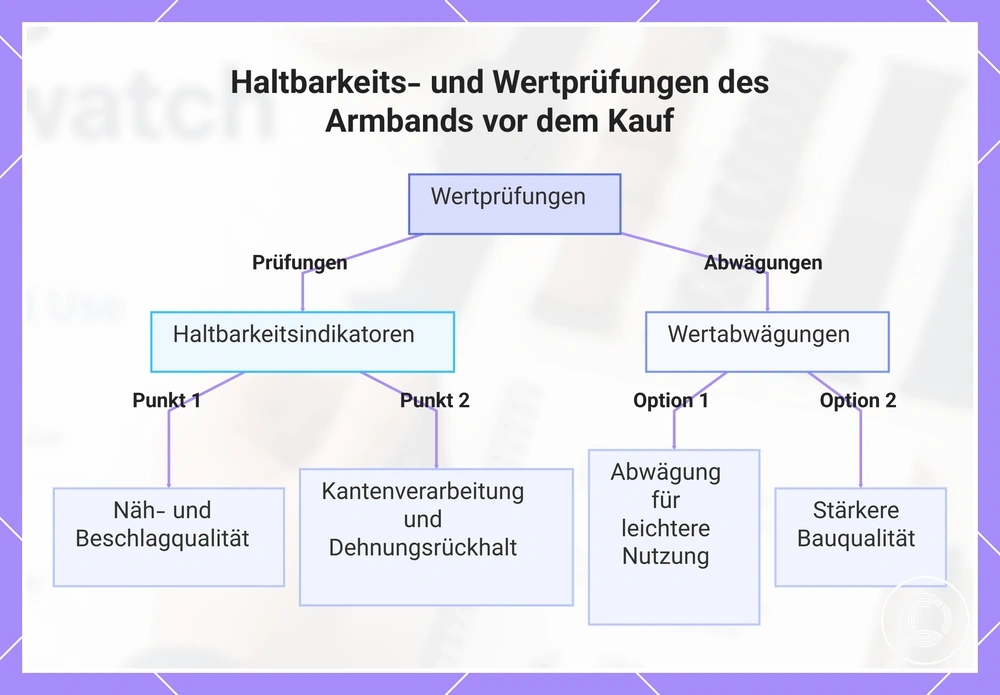 Haltbarkeits- und Wertprüfungen des Armbands vor dem Kauf