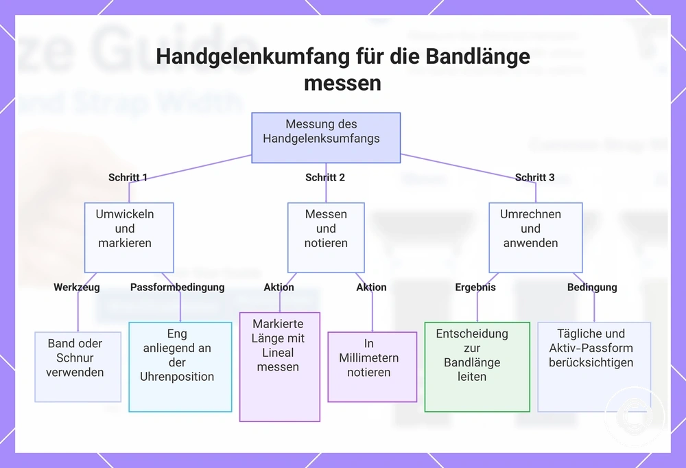 Handgelenkumfang für die Bandlänge messen