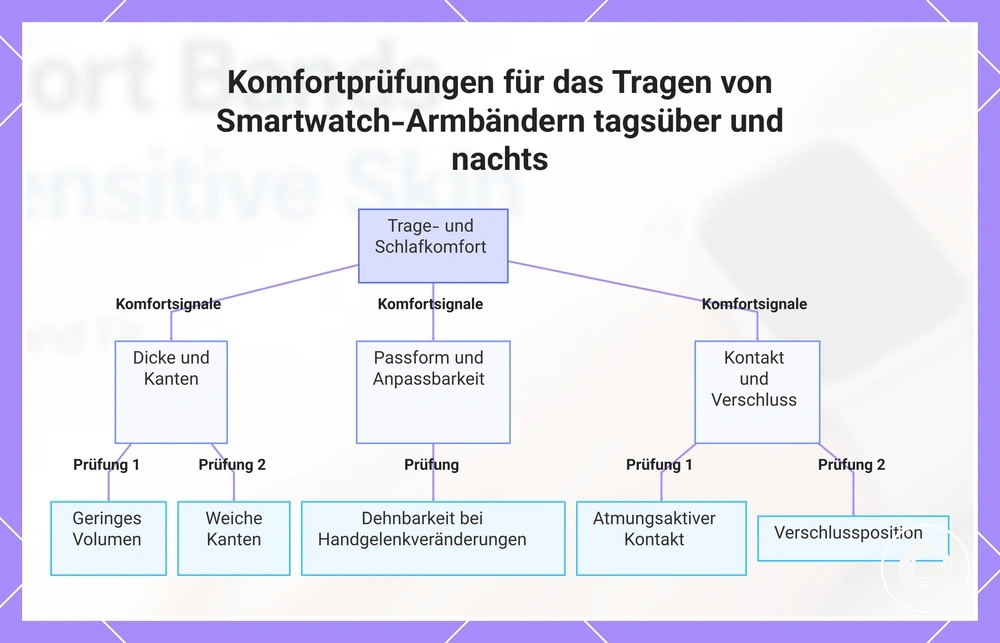 Komfortprüfungen für das Tragen von Smartwatch-Armbändern tagsüber und nachts