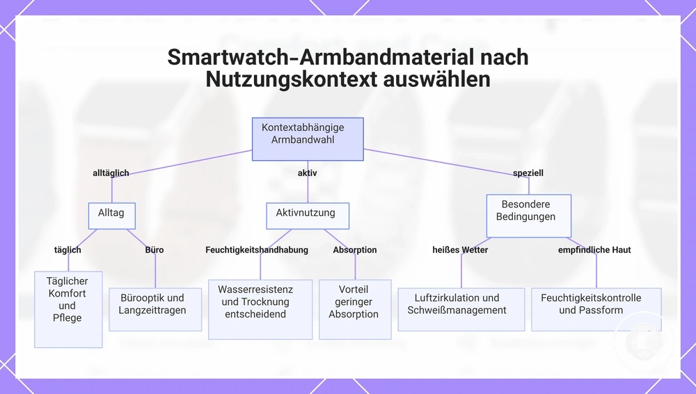 Smartwatch-Armbandmaterial nach Nutzungskontext auswählen