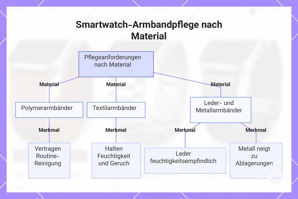 Smartwatch-Armbandpflege nach Material