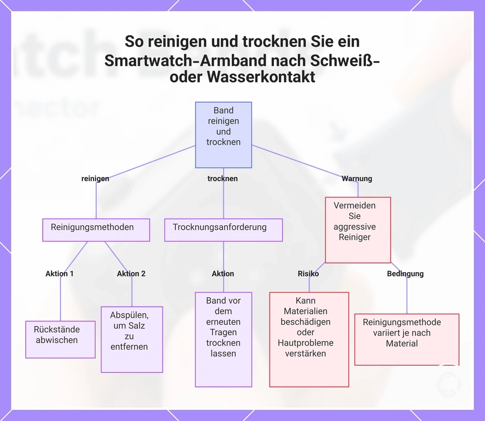 So reinigen und trocknen Sie ein Smartwatch-Armband nach Schweiß- oder Wasserkontakt