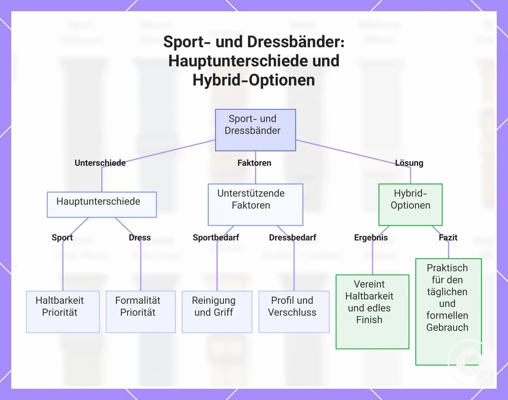 Sport- und Dressbänder: Hauptunterschiede und Hybrid-Optionen