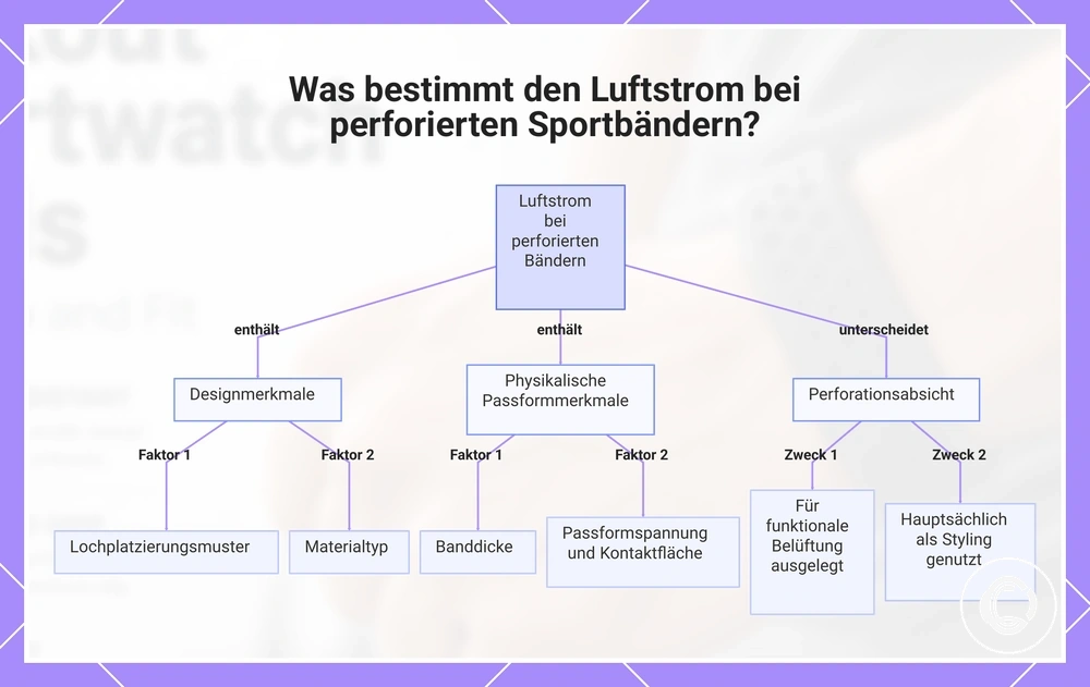 Was bestimmt den Luftstrom bei perforierten Sportbändern?
