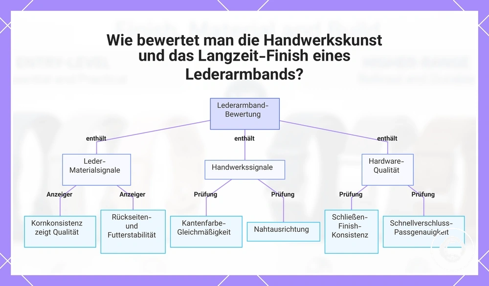 Wie bewertet man die Handwerkskunst und das Langzeit-Finish eines Lederarmbands?