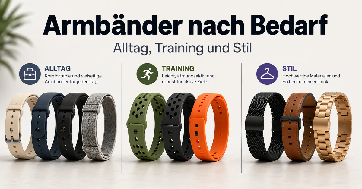Smartwatch-Armbänder für Alltag, Training und Stil gruppiert