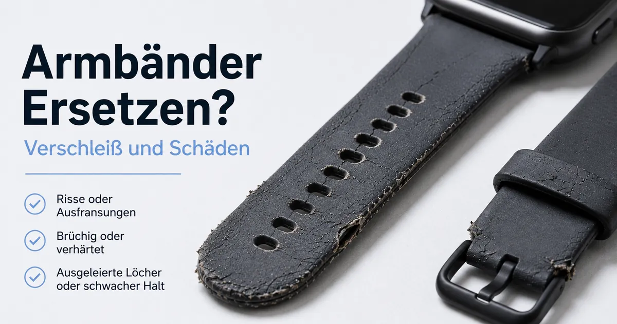 Abgenutztes Smartwatch-Armband mit sichtbaren Schäden und Anzeichen für einen Austausch