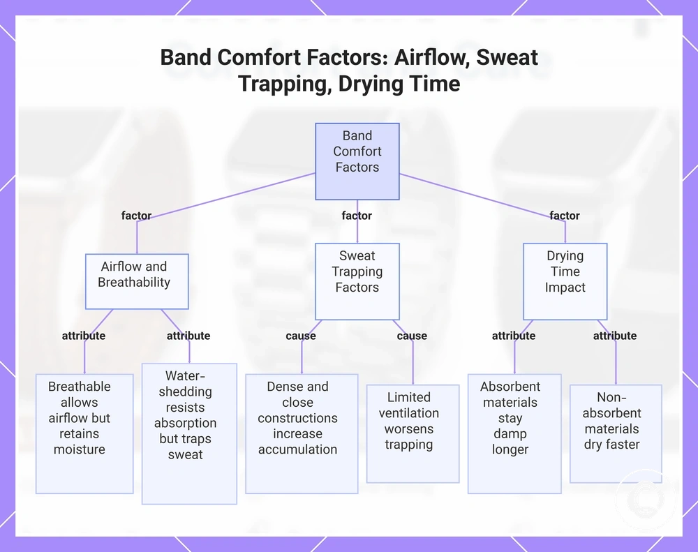 Band Comfort Factors: Airflow, Sweat Trapping, Drying Time