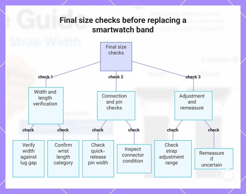 Final size checks before replacing a smartwatch band