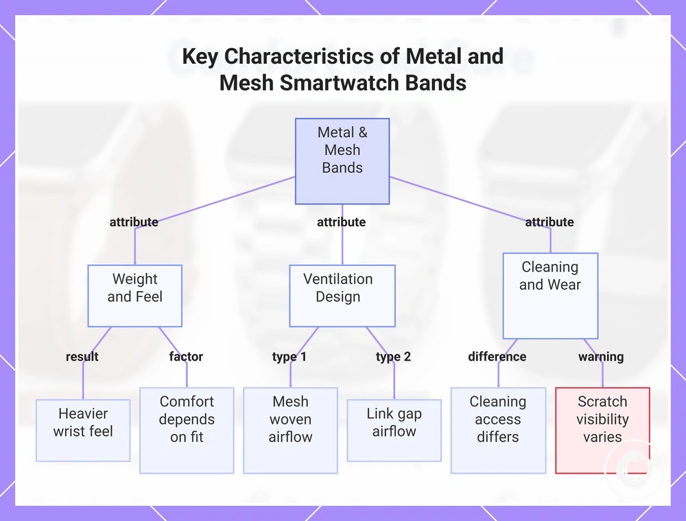 Key Characteristics of Metal and Mesh Smartwatch Bands