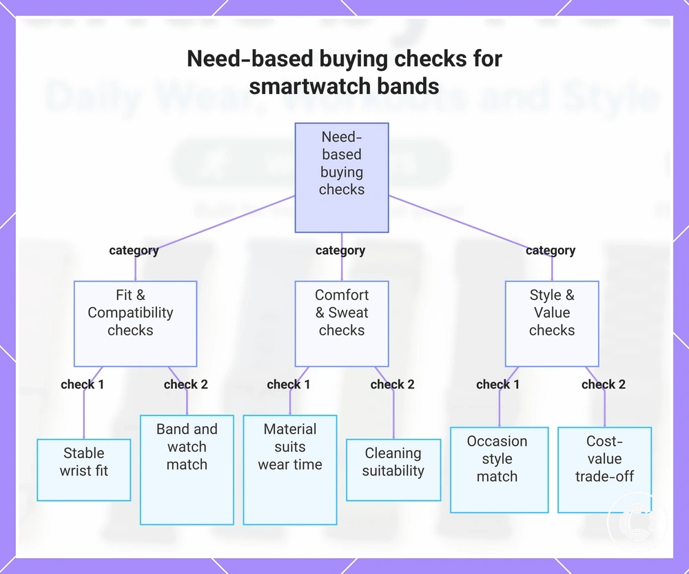 Need-based buying checks for smartwatch bands