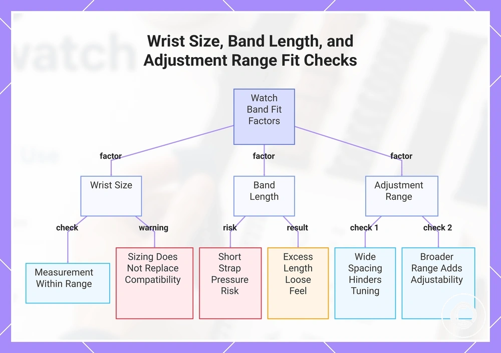 Wrist Size, Band Length, and Adjustment Range Fit Checks