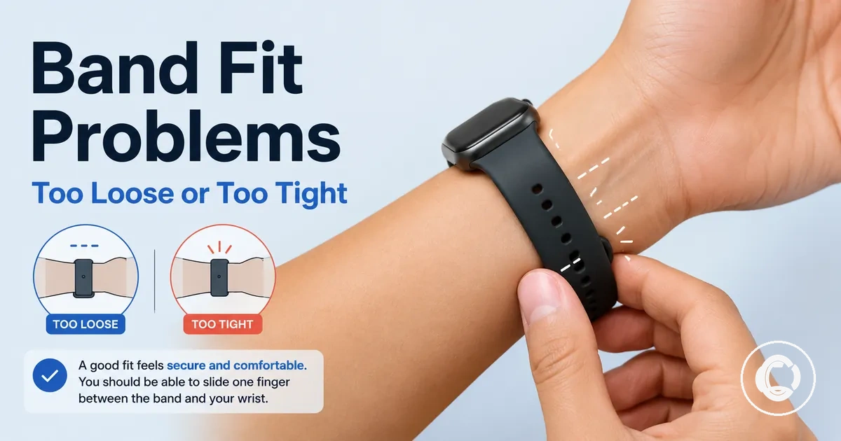 Smartwatch band adjusted on the wrist to fix loose or tight fit problems