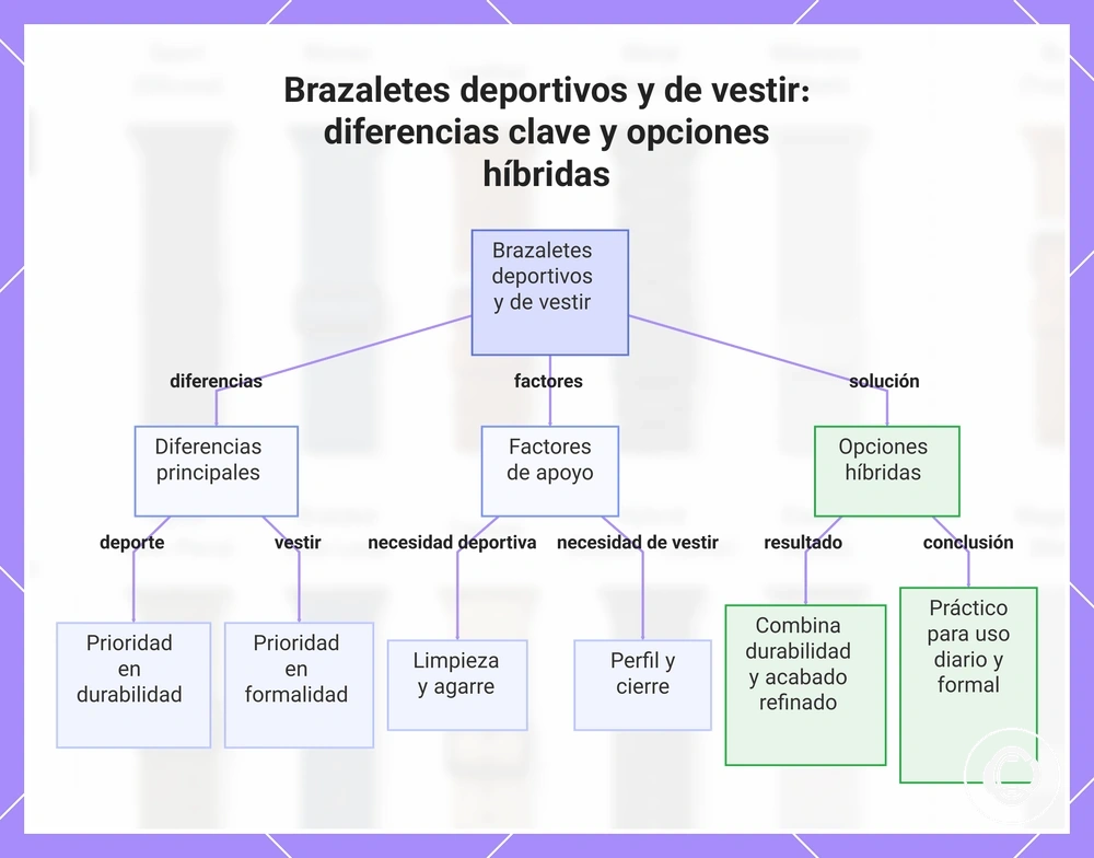 Brazaletes deportivos y de vestir: diferencias clave y opciones híbridas