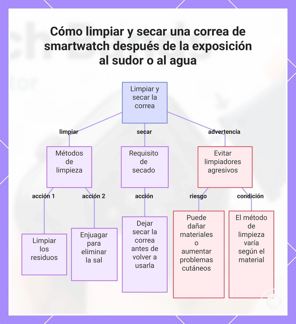Cómo limpiar y secar una correa de smartwatch después de la exposición al sudor o al agua