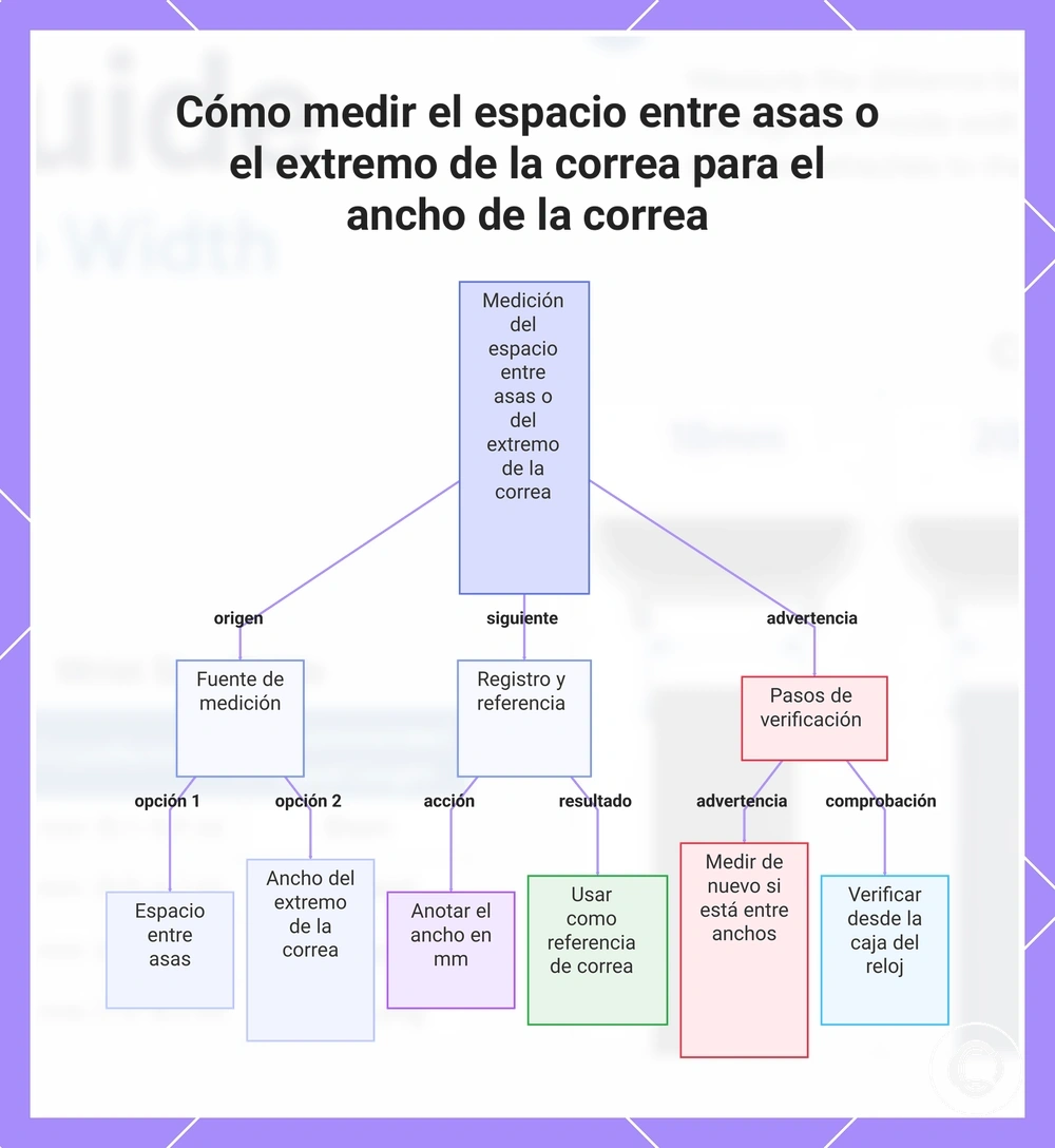 Cómo medir el espacio entre asas o el extremo de la correa para el ancho de la correa