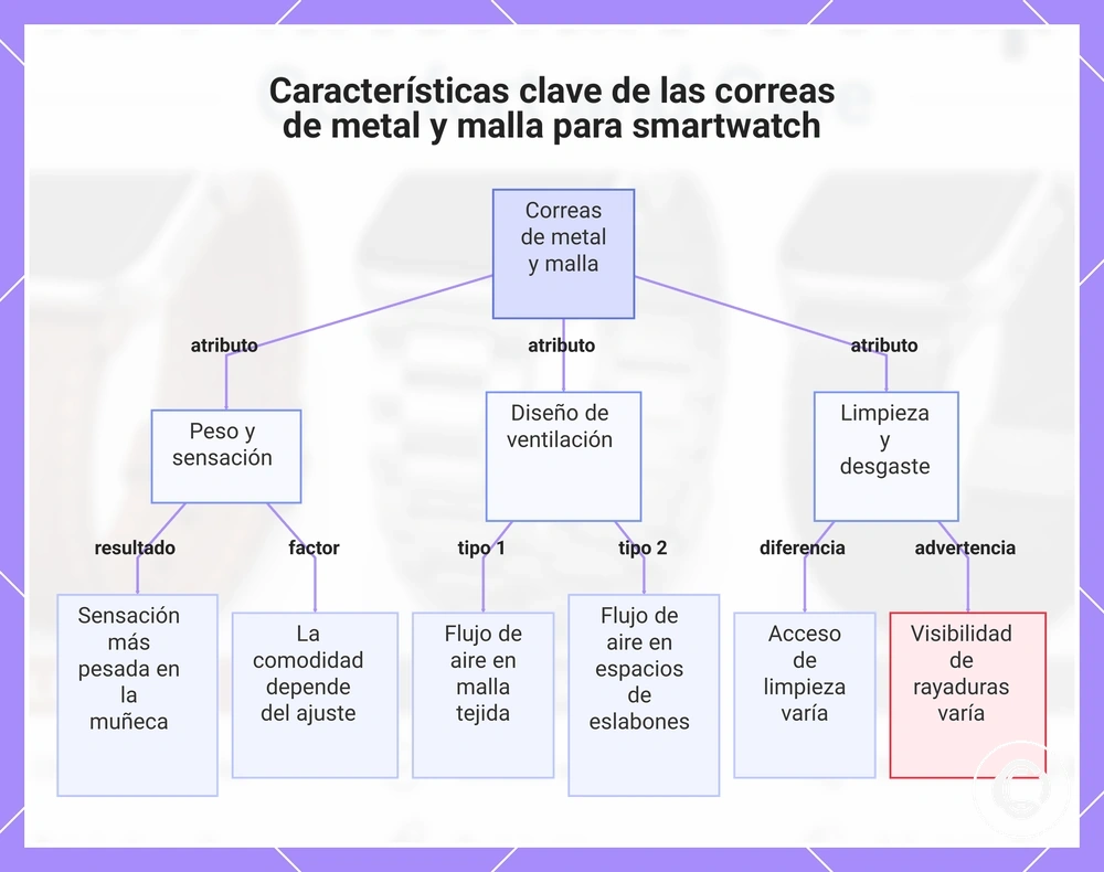 Características clave de las correas de metal y malla para smartwatch