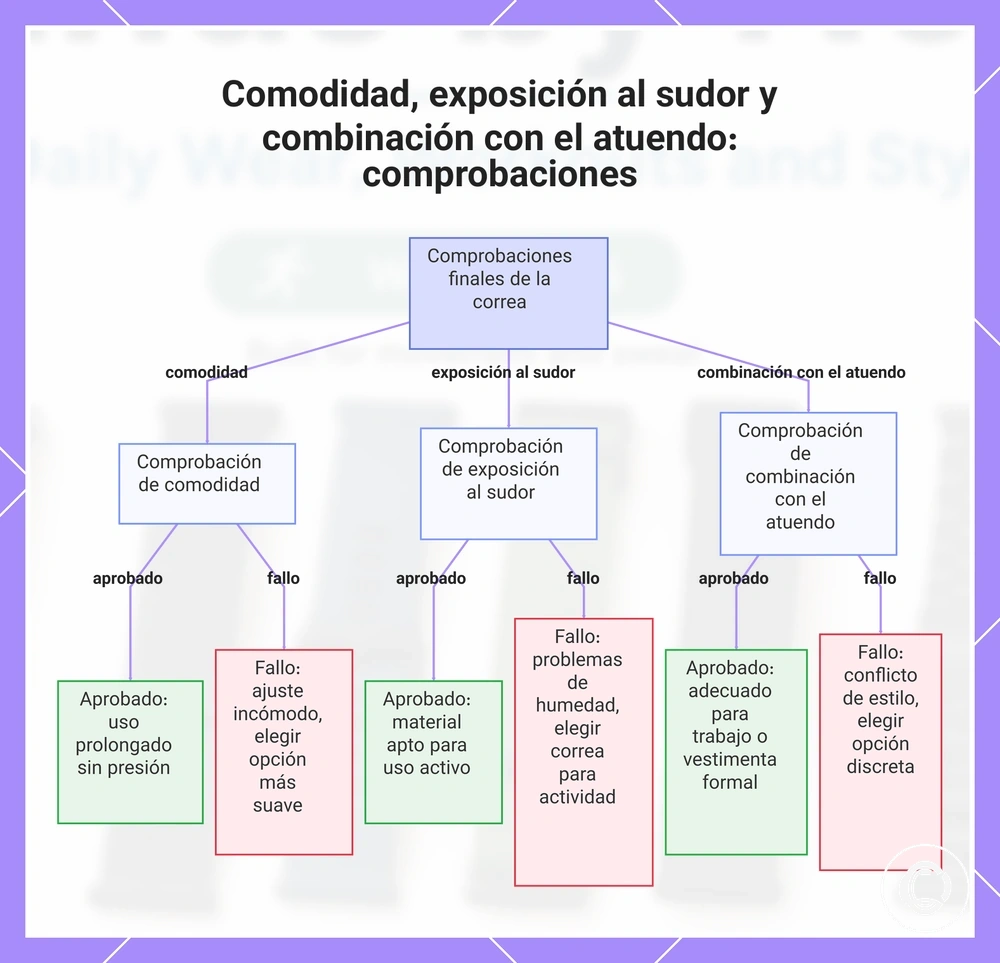 Comodidad, exposición al sudor y combinación con el atuendo: comprobaciones
