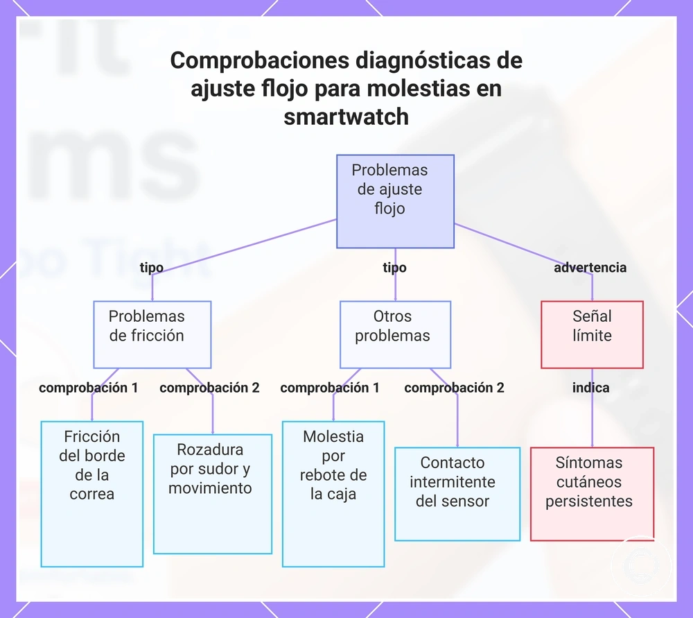 Comprobaciones diagnósticas de ajuste flojo para molestias en smartwatch