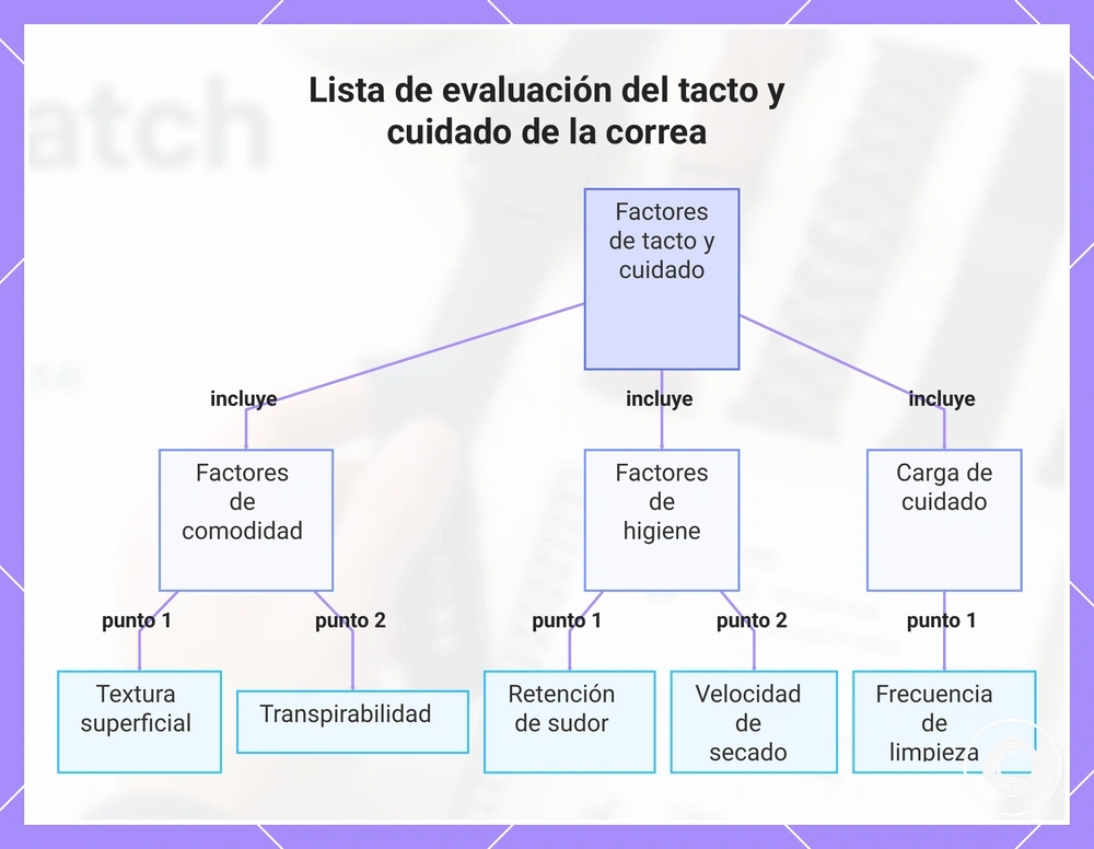 Lista de evaluación del tacto y cuidado de la correa