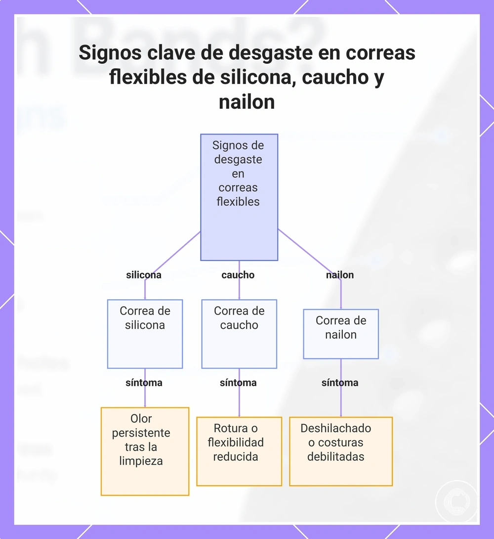 Signos clave de desgaste en correas flexibles de silicona, caucho y nailon