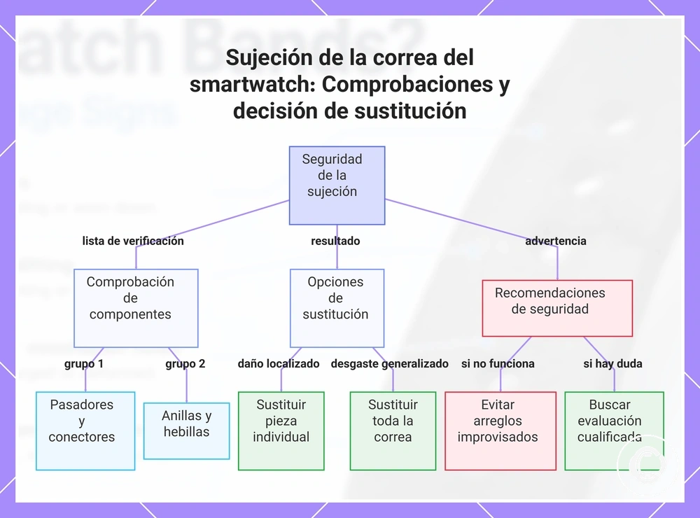 Sujeción de la correa del smartwatch: Comprobaciones y decisión de sustitución