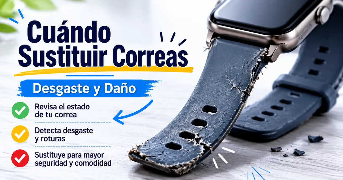 Correa para smartwatch desgastada con señales visibles de daño y necesidad de sustitución