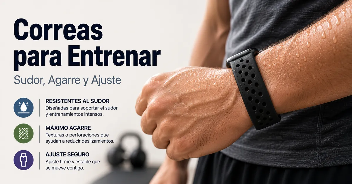 Correa para smartwatch resistente al sudor usada durante un entrenamiento con ajuste seguro