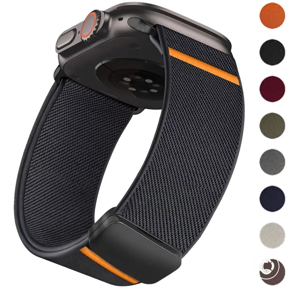 Bracelet magnétique en nylon pour modèles Apple Watch et tailles de boîtier