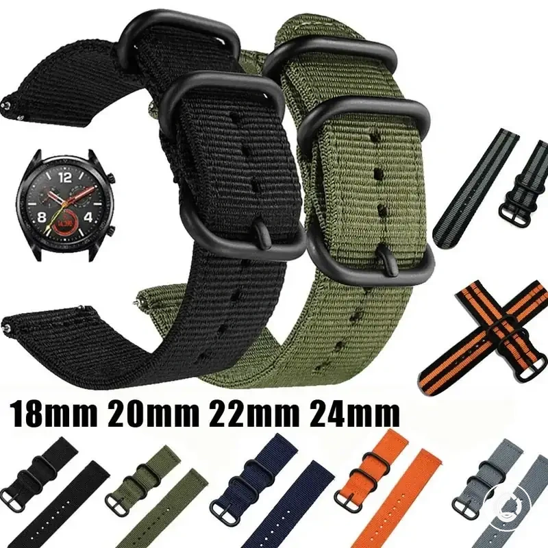 Bracelet sport en nylon tissé pour montres Galaxy, Amazfit et Huawei