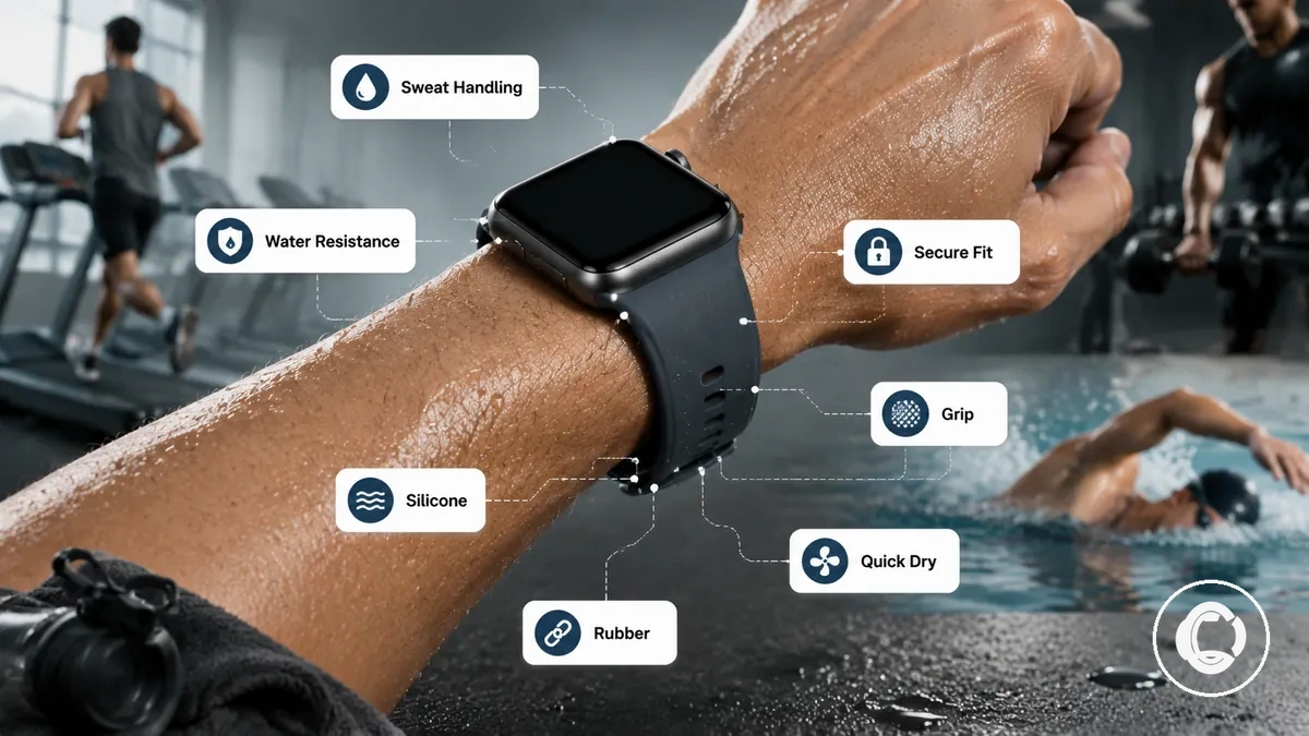 Caractéristiques d un bracelet de montre connectée pour le sport : transpiration, eau et maintien sécurisé