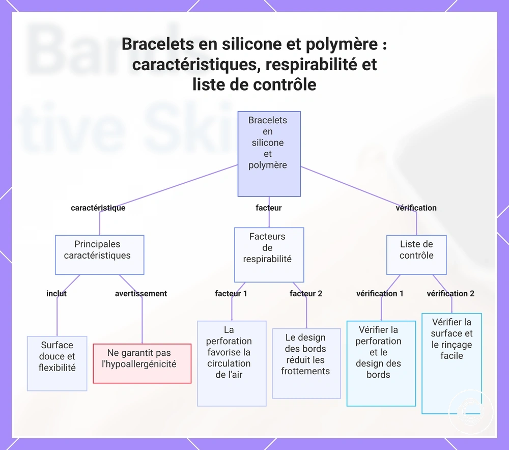 Bracelets en silicone et polymère : caractéristiques, respirabilité et liste de contrôle