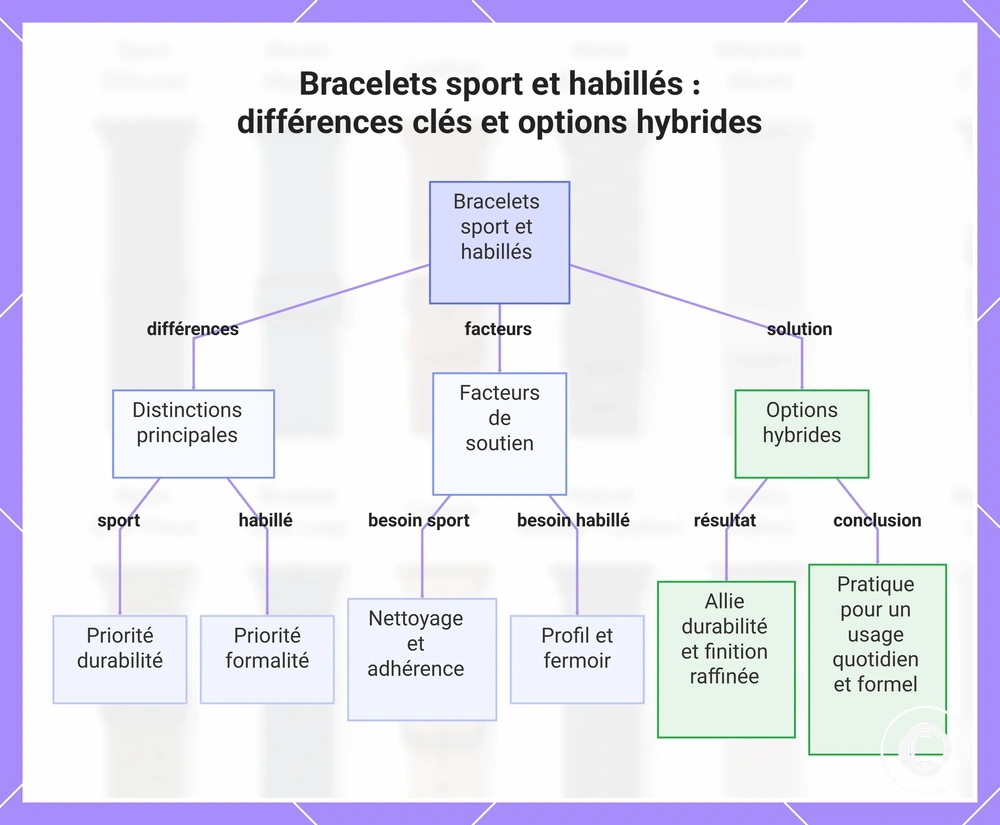 Bracelets sport et habillés : différences clés et options hybrides