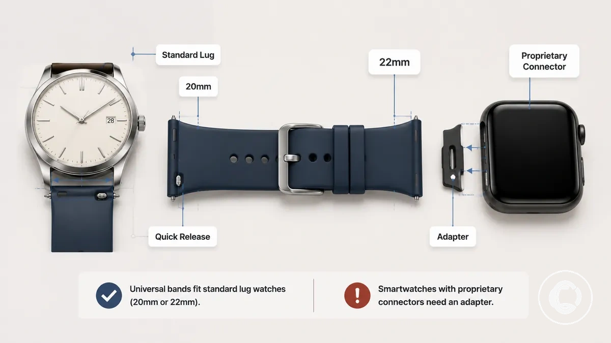 Bracelets universels pour montre connectee et limites de compatibilite