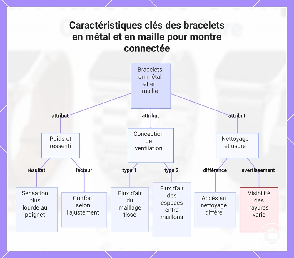 Caractéristiques clés des bracelets en métal et en maille pour montre connectée